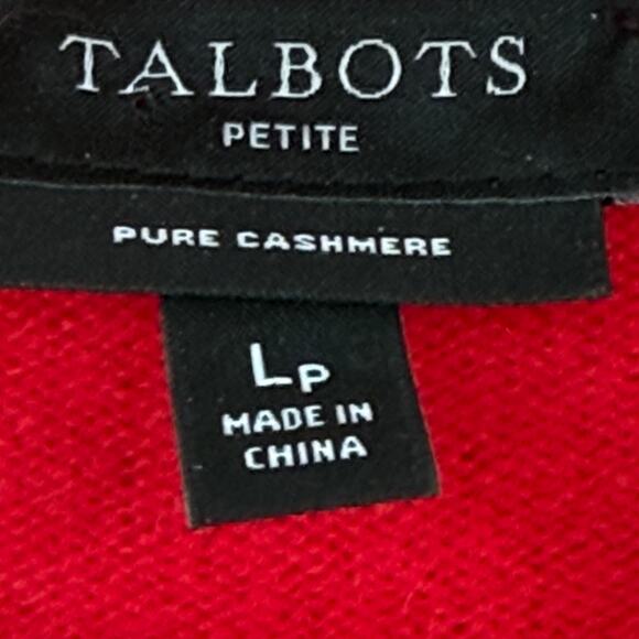 Talbot 100% Cashmere Red Ballet Neck Sweater 3/4 Sleeves Size Large Petite - Picture 5 of 5